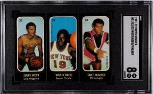 Jerry West/Willis Reed/Chet Walker 1971-72 Topps Sticker/Card #31/32/33- SGC Graded 8 NM-MT