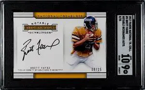 Brett Favre signed 2017 Panini National Treasures Notable Nicknames On Card Auto #5- /25- SGC Graded 9 MT/10 Auto- Southern Miss