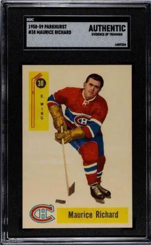 Maurice Richard 1958-59 Parkhurst Card #38- SGC Slabbed Authentic (Centered/Evidence of Trimming/Montreal Canadiens/HOF)