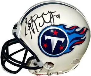 Steve McNair signed Tennessee Titans Riddell NFL Mini Helmet #9 Beckett Review (Air McNair/1999 AFC Champs)