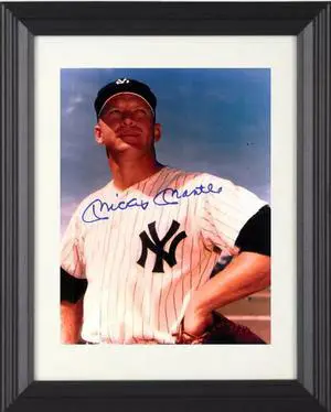Mickey Mantle signed New York Yankees Color 8x10 Photo Custom Framing Beckett Review