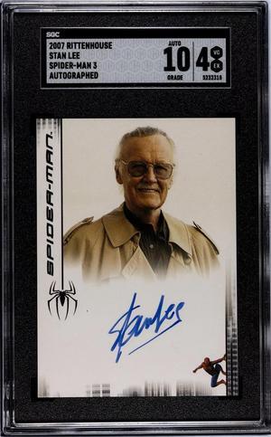 Stan Lee signed 2007 Rittenhouse Spider-Man 3 On Card Auto- SGC Graded 4 VG-EX/10 Auto Grade