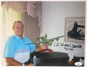 Col Walter Stewart signed WWII Vintage 8.5x11 Photo- JSA #AC92813- Pilot "Utah Man" B-24 Liberator/Ploesti Raid/1 August 1943