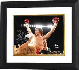 Ray "Boom Boom" Mancini signed 8x10 Photo Custom Framing (Arms up celebration/horizontal)