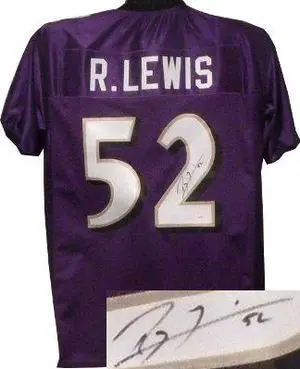 Ray Lewis signed Purple Custom Stitched Pro Style Football Jersey XL- JSA Hologram