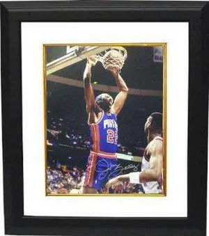 Athlon CTBL-BW14058 John Salley Signed Detroit Pistons Photo Custom Framed - 8 x 10
