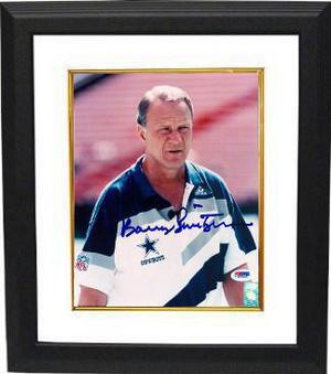 Barry Switzer signed Dallas Cowboys 8x10 Photo Custom Framed (white shirt)- PSA Hologram