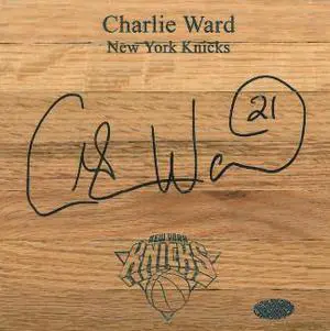 Athlon CTBL-015091 Charlie Ward Signed New York Knicks Floor Board 6x6
