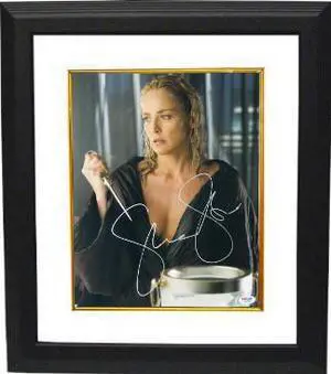 Sharon Stone signed Basic Instinct 2 11x14 Photo Custom Framed Holding Ice Pick- PSA Hologram (entertainment/movie memorabilia)