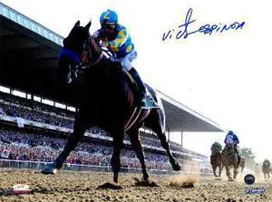 Victor Espinoza signed 16x20 Photo 2015 Belmont Stakes Leading Pack Horse Racing Triple Crown- Steiner Hologram