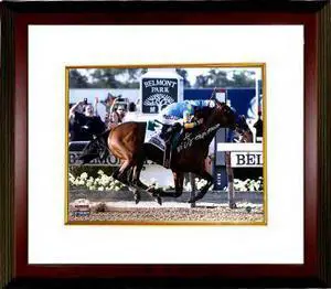 Victor Espinoza signed 11x14 Photo 2015 Belmont Stakes Finish Line Horse Racing Triple Crown Custom Framed- Steiner Holo