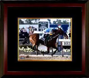 Victor Espinoza signed 11x14 Photo 2015 Belmont Stakes Finish Line Horse Racing Triple Crown Custom Framed- Steiner Holo