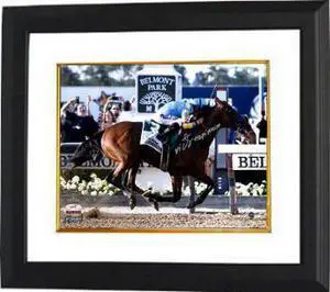 Victor Espinoza signed 11x14 Photo 2015 Belmont Stakes Finish Line Horse Racing Triple Crown Custom Framed- Steiner Holo