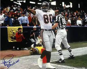 Andre Rison signed Atlanta Falcons 16X20 Photo Bad Moon (TD Celebration)