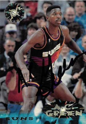 AC Green signed Phoenix Suns 1995-96 Topps Stadium Club Basketball Trading Card #145