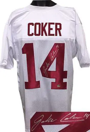 Jake Coker signed White Custom Stitched Football Jersey #14 XL