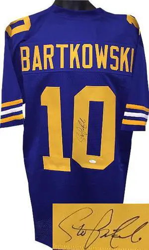 Steve Bartkowski signed Blue TB Custom Stitched College Football Jersey XL- JSA Witnessed Hologram