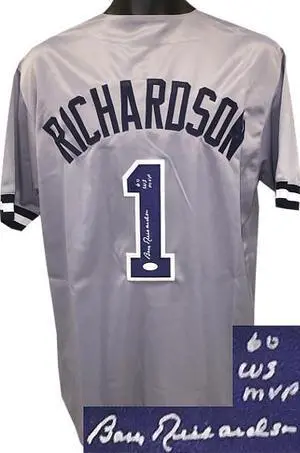 Bobby Richardson signed Gray TB Custom Stitched Pro Baseball Jersey 60 WS MVP XL- JSA Hologram- JSA Witnessed Hologram