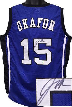 Jahlil Okafor signed Blue Custom Stitched College Basketball Jersey XL- Schwartz Hologram
