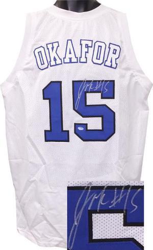 Jahlil Okafor signed White Custom Stitched College Basketball Jersey #15 XL (Final Four-silver sig)- Schwartz Hologram
