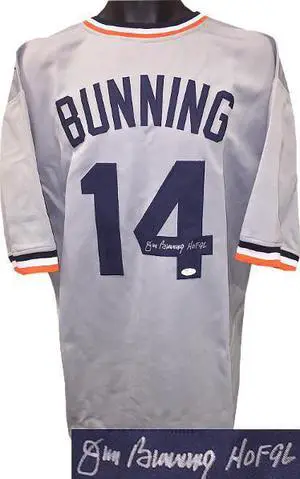 Jim Bunning signed Gray TB Custom Stitched Baseball Jersey HOF 96 XL- JSA Witnessed Hologram