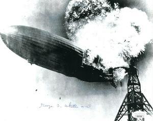George Whittle M.D. signed 1937 Hindenburg Disaster Witness B&W Vintage 8x10 Photo - JSA Hologram #DD64288