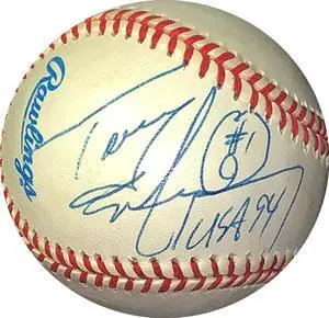 Tony Meola signed ROAL Rawlings Official American League Baseball #1 USA 94 minor tone spots- JSA Hologram #EE41836 (Team USA)