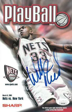 Willis Reed signed 2000-01 New Jersey Nets Playball Program vs NY Knicks 3/9/01- JSA Hologram #EE41599