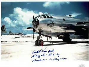 Dutch Van Kirk signed WWII 8x10 Photo Navigator Enola Gay & Hiroshima 6 Aug 1945- JSA Hologram #DD64722