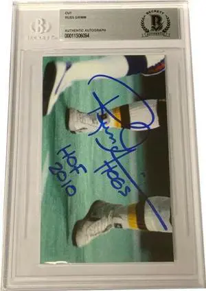 Russ Grimm signed 3x5 Cut Signature HOF 2010- Beckett BAS (Washington Redskins)