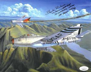 Frederick "Boots" Blesse signed Korean War Double Ace Pilot 10 Kills 8x10 Photo 10 Victories, Korea & 334 Squadron- JSA #DD64711