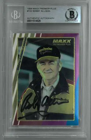 Bobby Allison signed NASCAR 1994 Maxx Premier Plus Card #102- Beckett BAS #00011514625