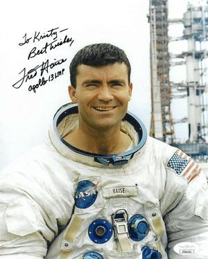 Fred Haise signed NASA Astronaut/Pilot Vintage Color 8x10 Photo Apollo 13 LMP Best Wishes To Kristy- JSA Hologram #EE62131