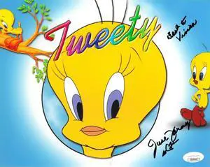 June Foray signed Looney Toons Tweety 8x10 Photo Best to Vivian- JSA Hologram #DD90946