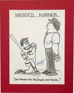 Reggie Jackson & Ken Kaiser dual signed Kaiser’s Corner New York Yankees Big Dipper photo/artwork Matted 19.5x24.5 #44- JSA Holo