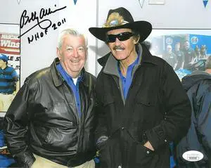 Bobby Allison signed NASCAR 8x10 Photo w/ NHOF 2011- JSA Hologram #DD39306 (w/ Richard Petty)
