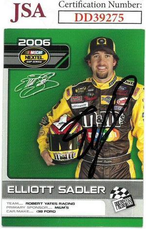 Elliott Sadler signed NASCAR 2006 Press Pass Trading Card #D17/25- JSA Hologram #DD39275