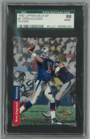 Drew Bledsoe New England Patriots 1993 SP Authentics Rookie Card (RC) #9- SGC Graded 88/8 NM-MT