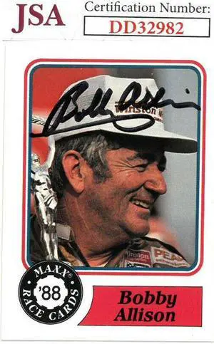 Bobby Allison signed NASCAR 1988 Maxx Charlotte Racing Trading Card #30- JSA Hologram #DD32982