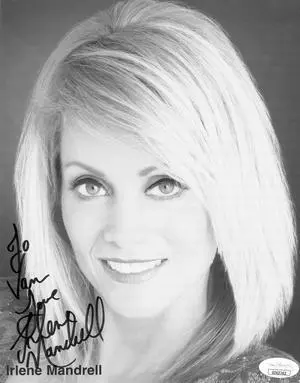 Irlene Mandrell signed B&W 7.5x9.5 Photo Love To Van- JSA Hologram #EE62742 (musician/actress/model)