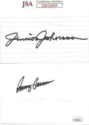Junior Johnson & Benny Parsons dual signed NASCAR 3x5 Index Card- JSA Hologram #DD32959
