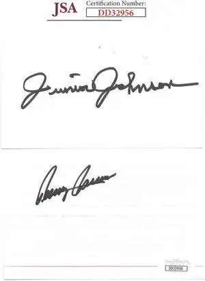 Junior Johnson & Benny Parsons dual signed NASCAR 3x5 Index Card- JSA Hologram #DD32956