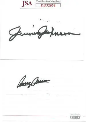 Junior Johnson & Benny Parsons dual signed NASCAR 3x5 Index Card- JSA Hologram #DD32958
