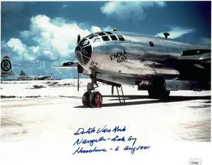 Dutch Van Kirk signed WWII 8x10 Photo Navigator Enola Gay & Hiroshima 6 Aug 1945- JSA Hologram #EE62962