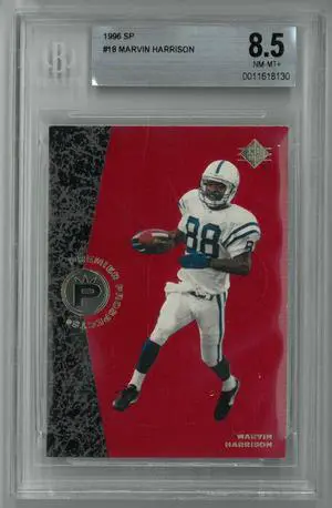 Marvin Harrison Indianapolis Colts 1996 SP Rookie Football Card (RC) #18- BGS Beckett Graded 8.5 Near Mint-Mint+