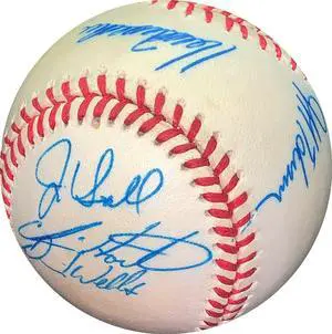 David Wells/Chris Hoiles/Jeff Huson signed ROAL Rawlings OFC American League Baseball minor tone +2- JSA #EE62977 (94 Orioles)