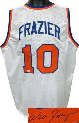 Walt Frazier signed White TB Custom Stitched Pro Basketball Jersey- JSA Witnessed Hologram