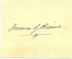 James G. Blaine signed 1800's Vintage 3.25x2.75 Cut Signature- JSA #EE63463 (Sec of State/Speaker of House/Pres Candidate)