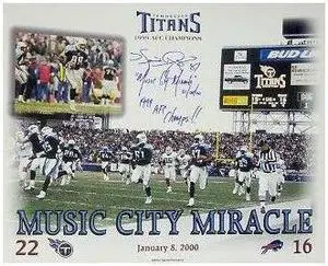 Music City Miracle signed Tennessee Titans 11X14 Photo w/ Music City Miracle/99 AFC Champs w/ Kevin Dyson sig- JSA Holo
