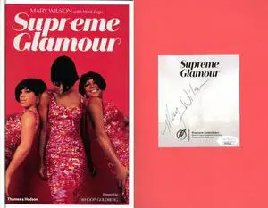 Mary Wilson signed "Supreme Glamour" Hardcover Bookplate First Edition Book– JSA Hologram (The Supremes/Motown)